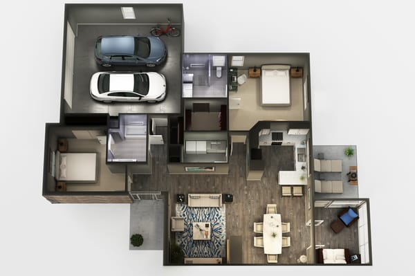 Aerial view of a floor plan layout.