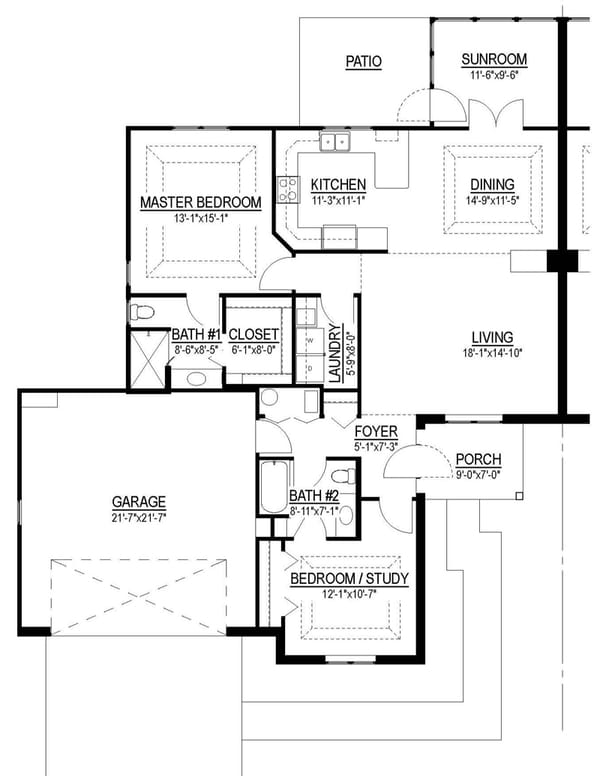 Architectural floor plan of a residence