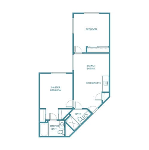 Sequoyah Two Bed Floor Plan