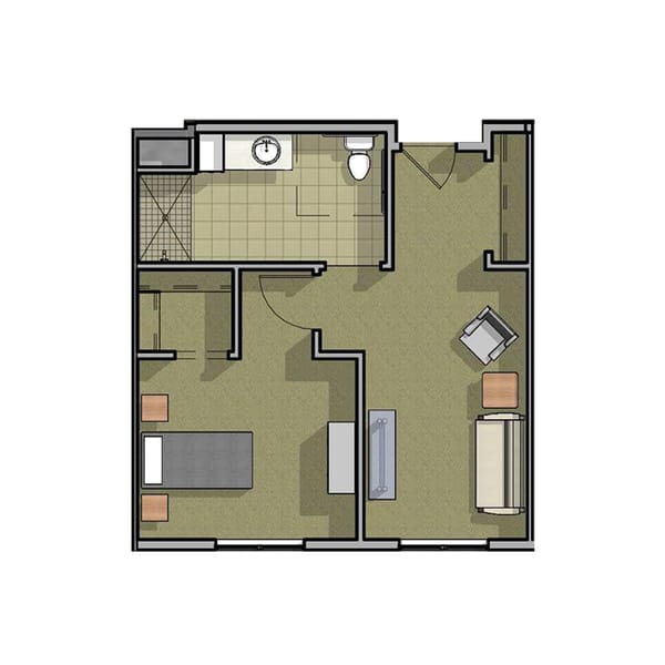 Cambridge Deluxe One Bedroom Floor Plan