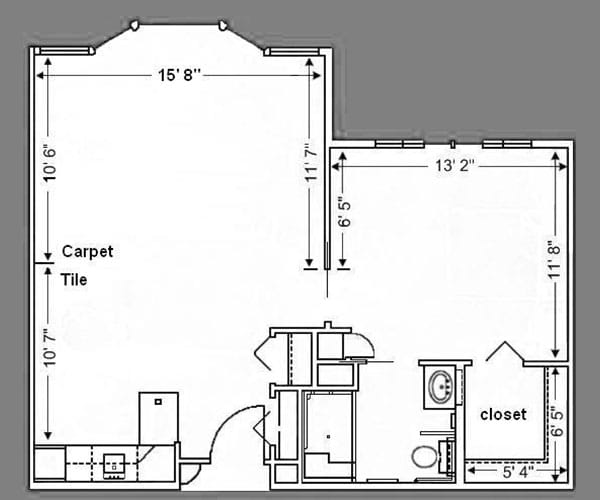 Floor Plan: 1 Bed Deluxe - 650 sq. ft.
