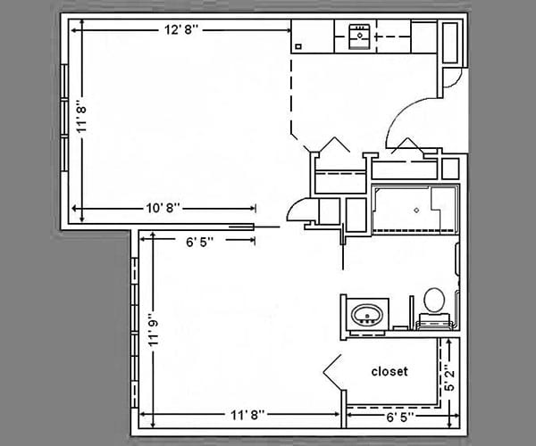 Floor Plan: 1 Bed Standard - 550 sq. ft.
