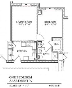 Otterbein Sunset House 1-bedroom apartment A floor plan
