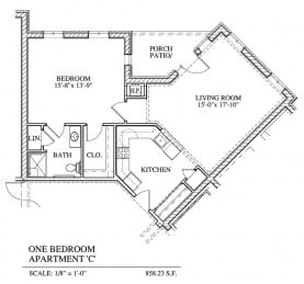 Otterbein Sunset House 1-bedroom apartment C floor plan