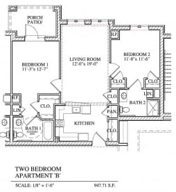 Otterbein Sunset House 2-bedroom apartment B floor plan