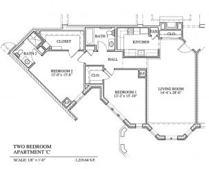 Otterbein Sunset House 2-bedroom apartment C floor plan