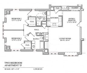 Otterbein Sunset House 2-bedroom apartment D floor plan