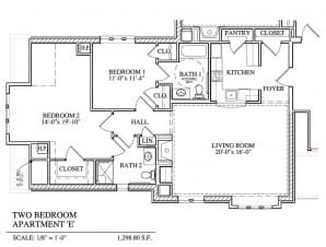 Otterbein Sunset House 2-bedroom apartment E floor plan