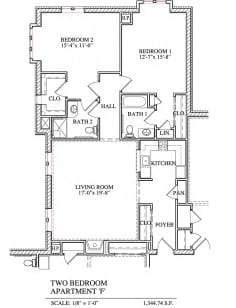 Otterbein Sunset House 2-bedroom apartment F floor plan