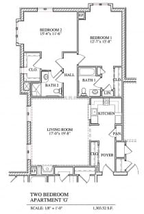 Otterbein Sunset House 2-bedroom apartment G floor plan