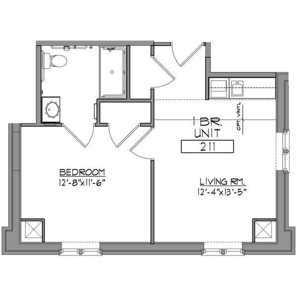 Otterbein Sunset House Assisted Living 1-bedroom floor plan