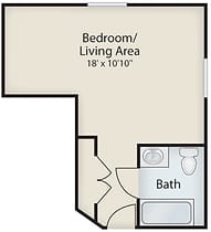 assisted living private suite floor plan of viva at Cockeysville