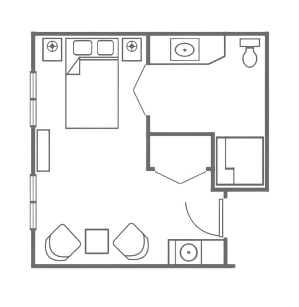 studion floor plan of viva at franklin facility
