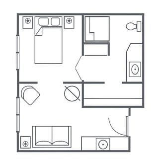 one bedroom floor plan of viva at franklin facility