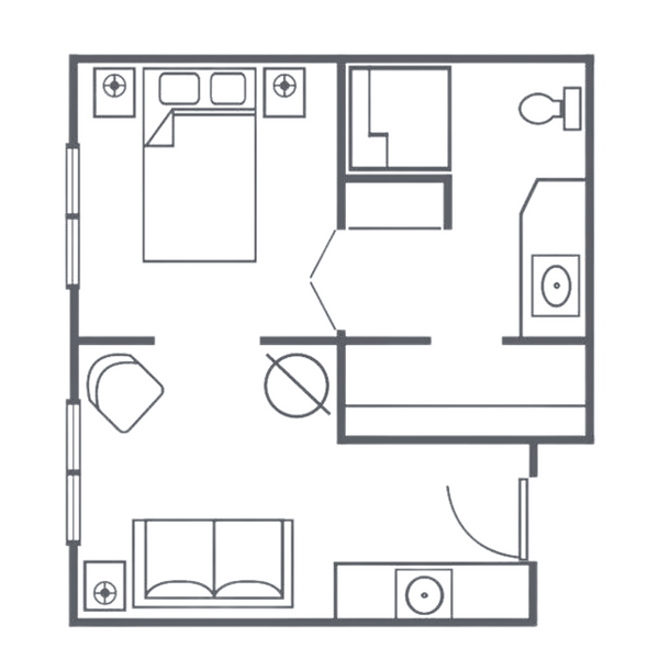 one bedroom floor plan of viva at franklin facility