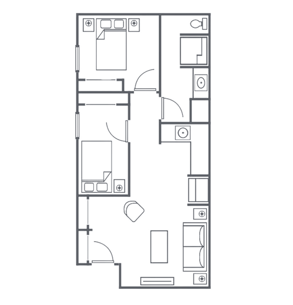 two bedroom floor plan of viva at franklin facility