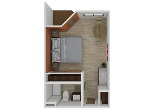 Floor plan for a resident room in assisted living
