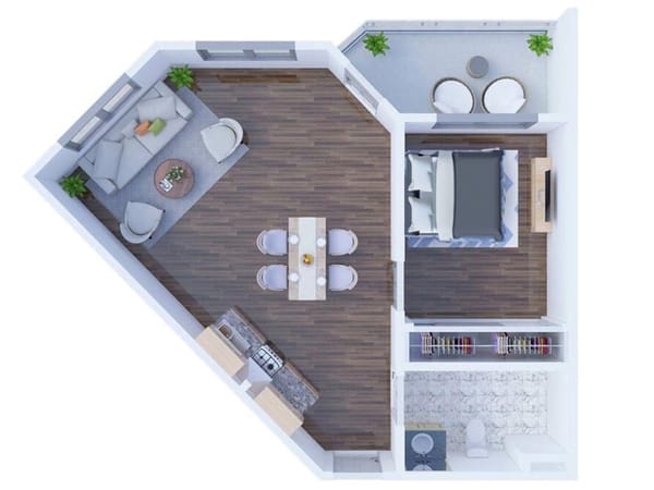Interior layout of a resident room