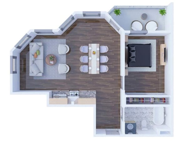 Architectural floor plan of a resident unit