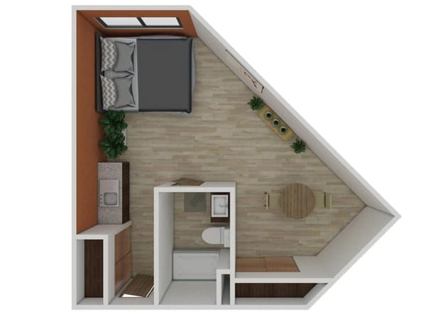 Architectural floor plan of a resident room