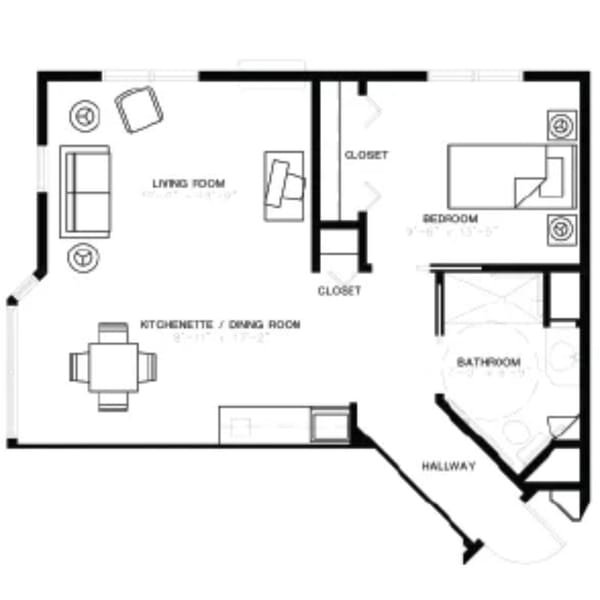 Floorplan for Assisted Living Community in Watertown WI. The Heritage, a Cedar C