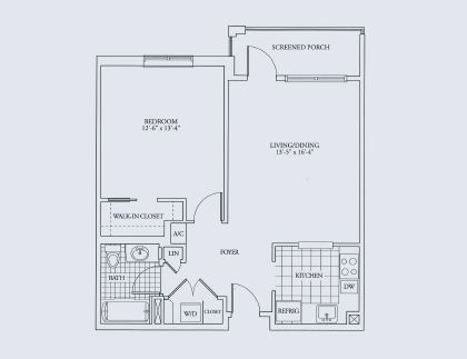 Architectural floor plan of a resident unit