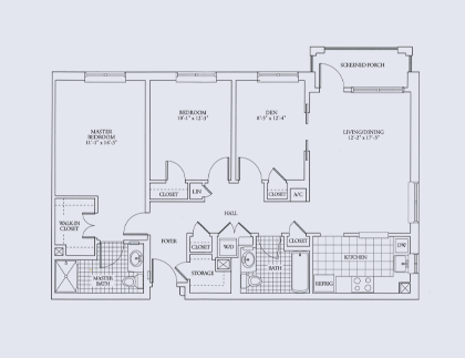 Architectural floor plan of a living unit