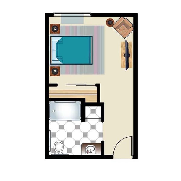 Memory Care Studio 322 sq. ft.