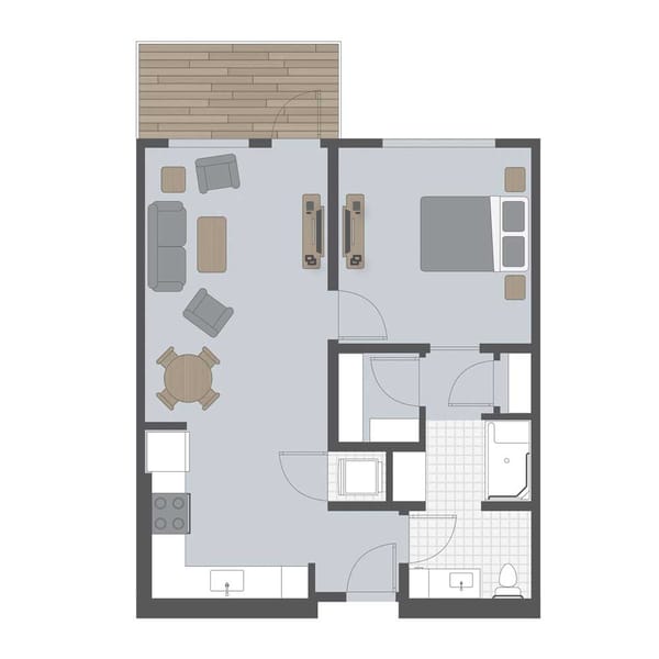 Architectural floor plan of a living unit