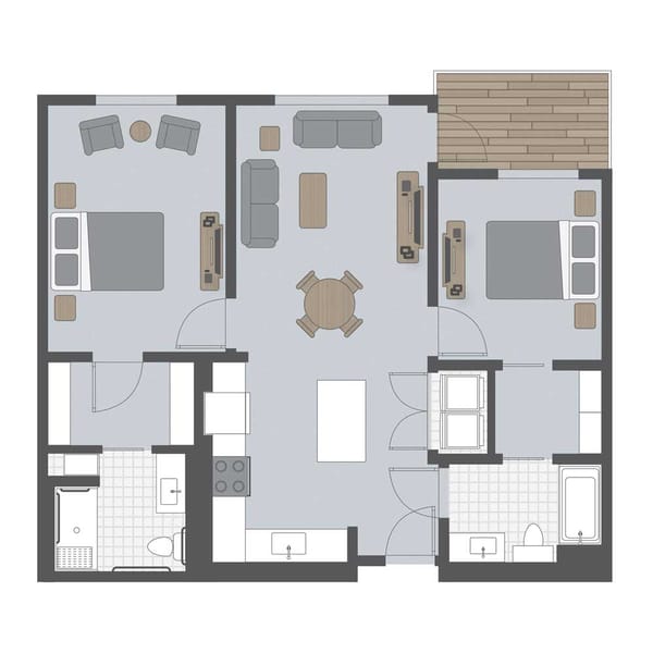 Architectural floor plan of a residential unit