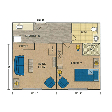 LifeStream at Glendale One Bedroom Floor Plan A