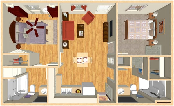 Dogwood Floor Plan - 2 bedrooms, 2 baths