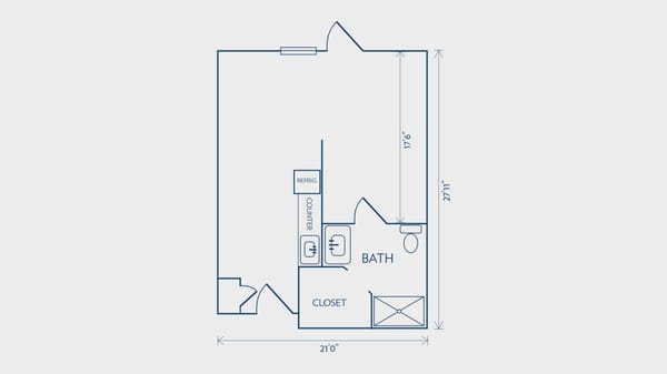 Assisted Living Studio Deluxe Plus 590 sq ft