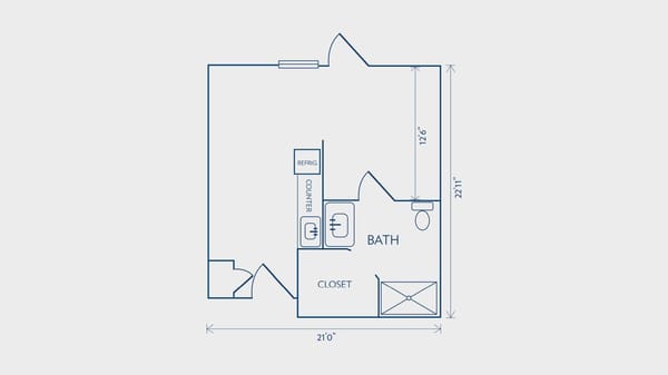 Assisted Living Studio Suite 485 sq ft