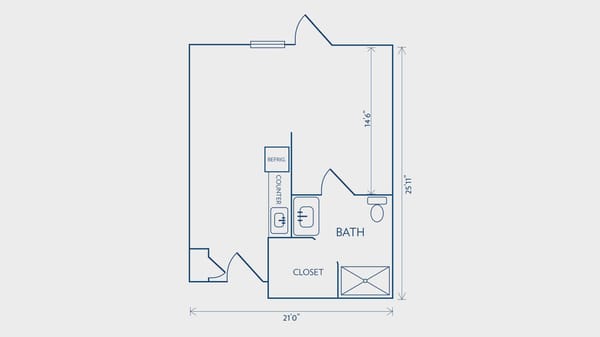 Assisted Living Studio Deluxe 545 sq ft