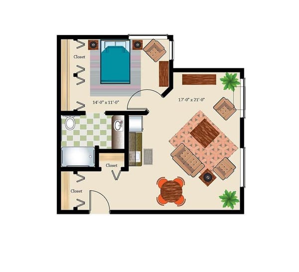 Private Suite 552 Sq. Ft. Memory Care