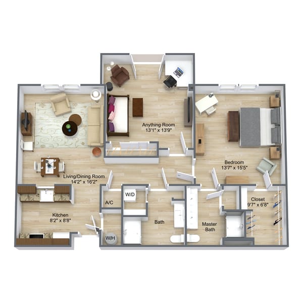 Architectural floor plan of a residential unit