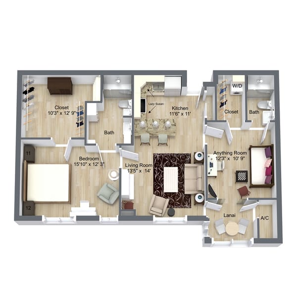 Architectural floor plan of a residential unit