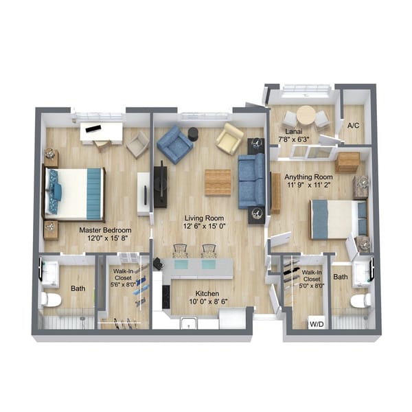 Architectural floor plan of a resident unit