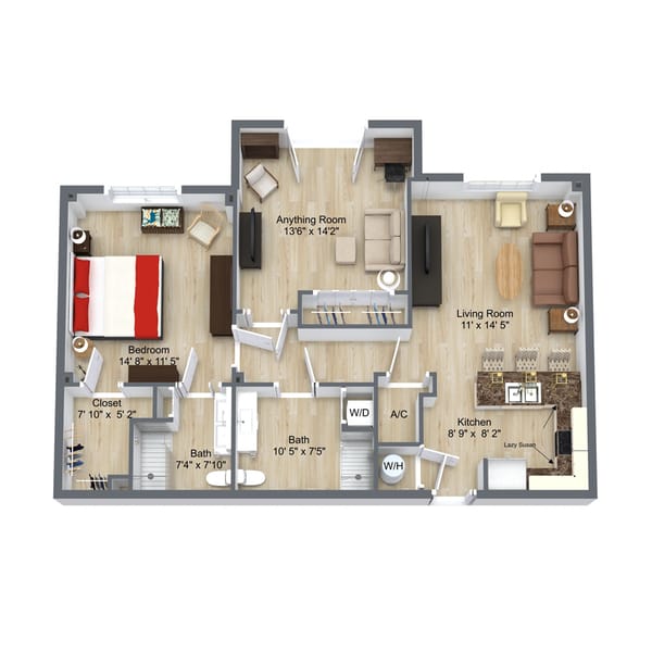 Architectural floor plan of a resident unit