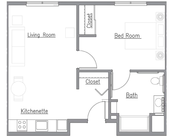 One Bedroom Floor Plan