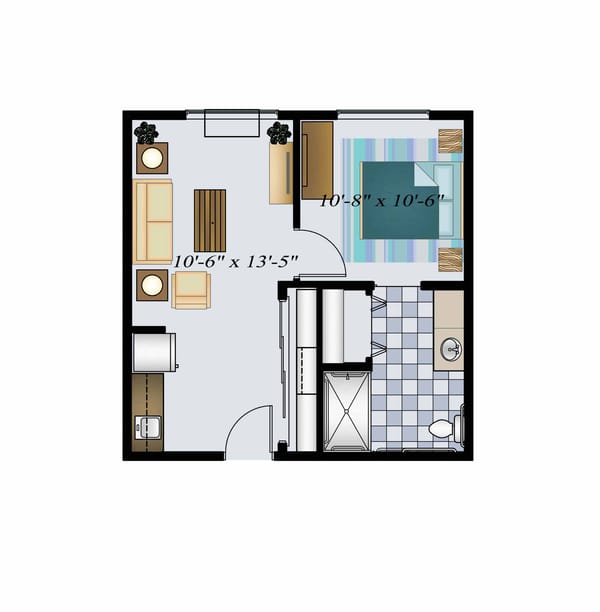 One Bed One Bath 495 Sq. Ft. Assisted Suite