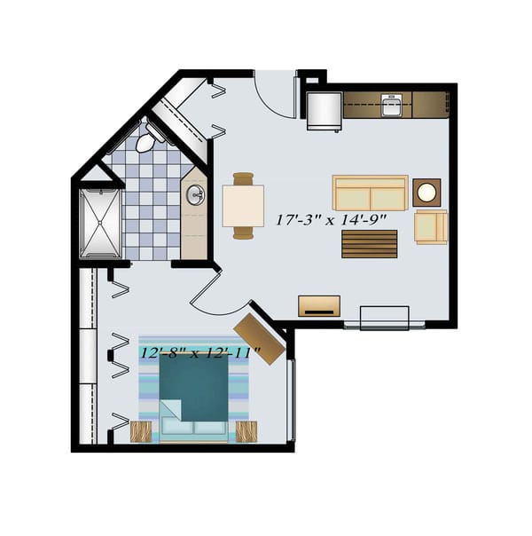 One Bed One Bath 622 Sq. Ft. Assisted Suite