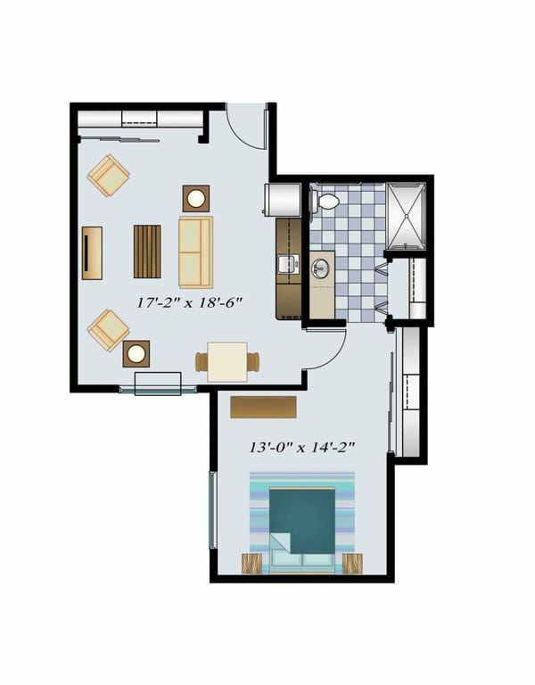 One Bed One Bath 745 Sq. Ft. Assisted Suite