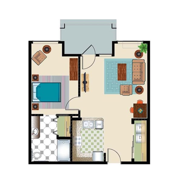 One Bedroom 751 sq. ft. Retirement Suite