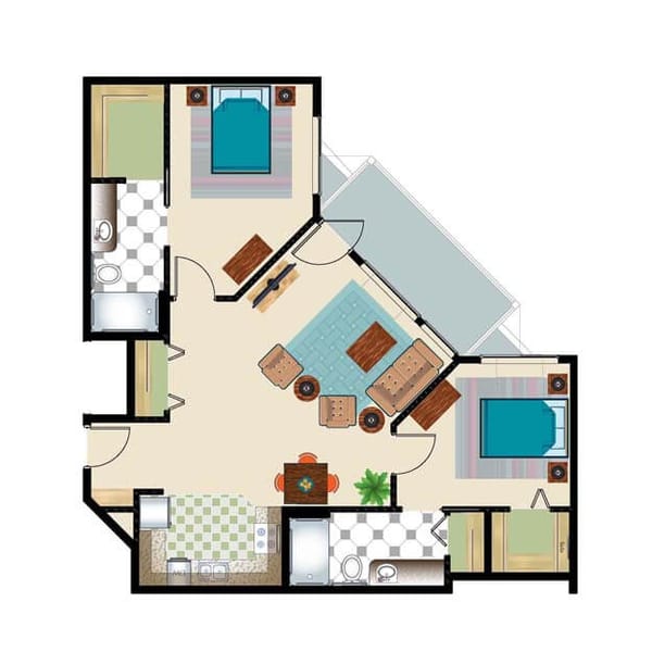 Two Bedroom 1056 sq. ft. Retirement Suite