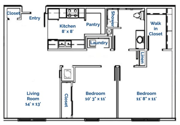 2 Bedroom Floor Plan