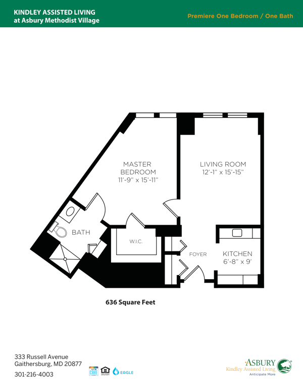 Floor plan of a one-bedroom apartment