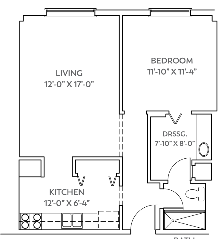 One Bedroom / 1 Bath (642 sq ft)
