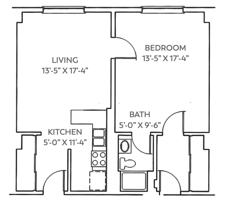 One Bedroom / 1 Bath (768 sq ft)